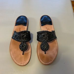 Black sparkle Jack Rodger sandals